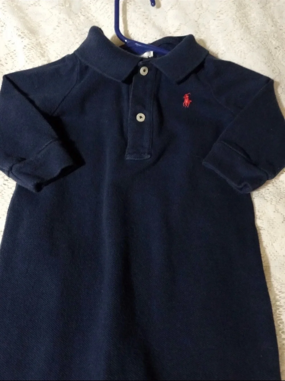 Ralph Lauren Polo🏇Infant👶🏻Long Sleeve Romper Jumpsuit Red Logo Sz 6M